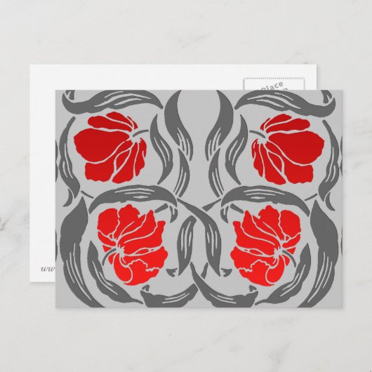 Carte Postale William Morris Pimpernel, Silver Grey et Red (Devant / Derrière)