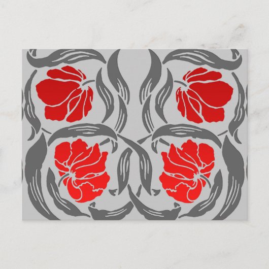 Carte Postale William Morris Pimpernel, Silver Grey et Red (Devant)