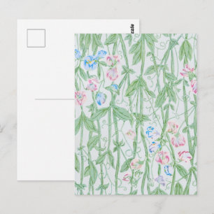 Carte Postale William Morris Pois de Senteur Art Floral Pastel