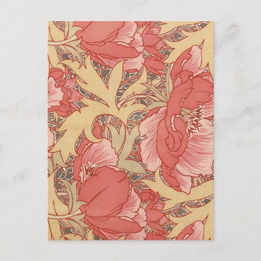 Carte Postale William Morris Poppies Floral Art (Devant)