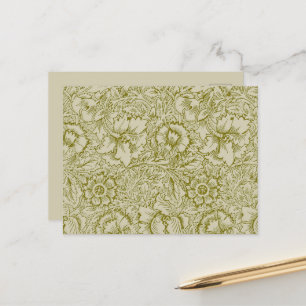 Carte Postale William Morris Poppy Classic Floral Green