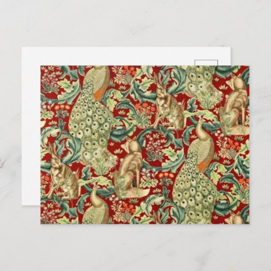 Carte Postale William Morris Red Motif Forest (Devant / Derrière)