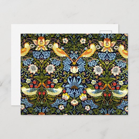 Carte Postale William Morris, Strawberry Thief, (Devant / Derrière)