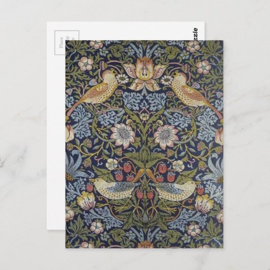 Carte Postale William Morris Strawberry Thief Design 1883 (Devant / Derrière)