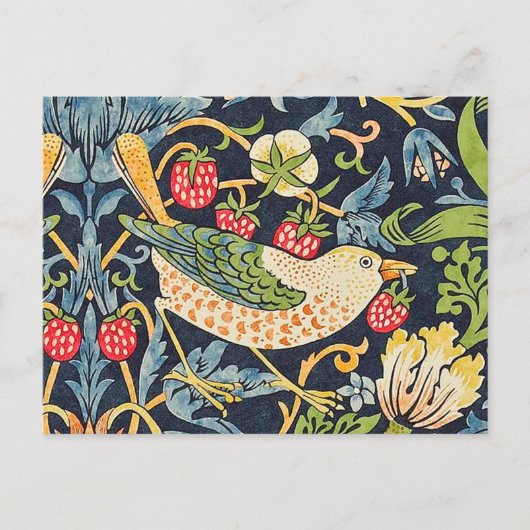 Carte Postale William Morris Strawberry Thief Motif floral (Devant)