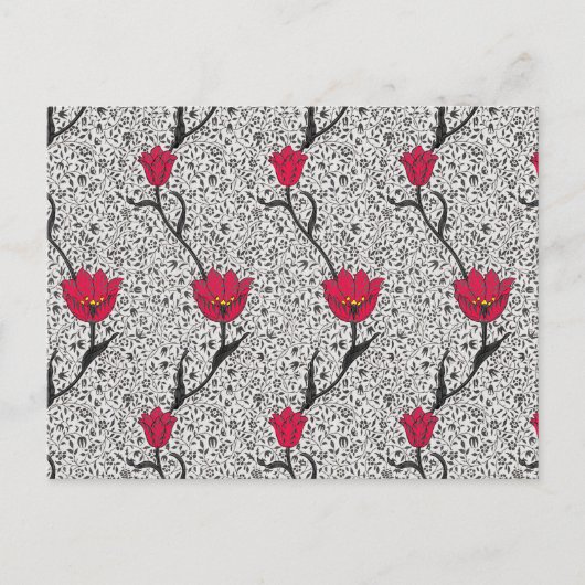 Carte postale William Morris Tulip Damask, gris et (Devant)