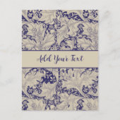 Carte Postale William Morris Wallflower bleu damas floral (Devant)