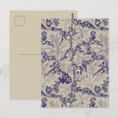 Carte Postale William Morris Wallflower bleu damas floral (Devant / Derrière)