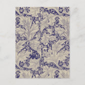 Carte Postale William Morris Wallflower bleu damas floral (Devant)