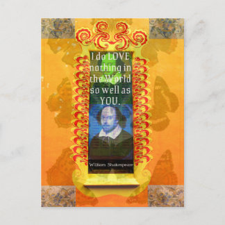 Carte Postale William Shakespeare Citation d'AMOUR romantique
