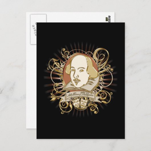 Carte Postale William Shakespeare Crest (Or) (Devant / Derrière)