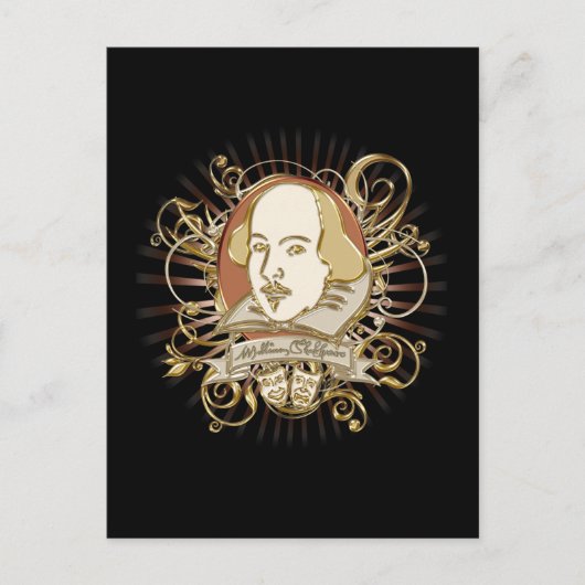 Carte Postale William Shakespeare Crest (Or) (Devant)
