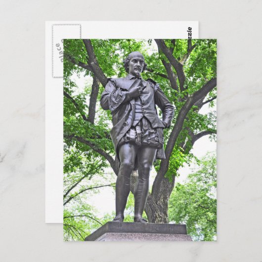 Carte Postale William Shakespeare Statue à Central Park (Devant / Derrière)