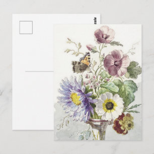 Carte Postale William vanLee Bouquet de fleurs avec un papillon