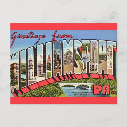 Carte Postale Williamsport PA coloré (Devant)