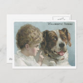 Carte Postale Willimantic Thread Little Girl with Dog (Devant / Derrière)