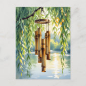 Carte Postale Willow plumant, Windchimes et lac (Devant)