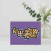 Carte Postale Willy Wonka et le logo de l'usine de chocolat (Debout devant)