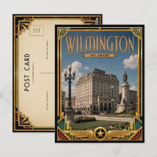 Carte Postale Wilmington Delaware Art Déco vintage de l'âge d'or