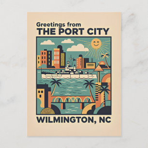 Carte Postale Wilmington NC Coloré Voyage Rétro 1930