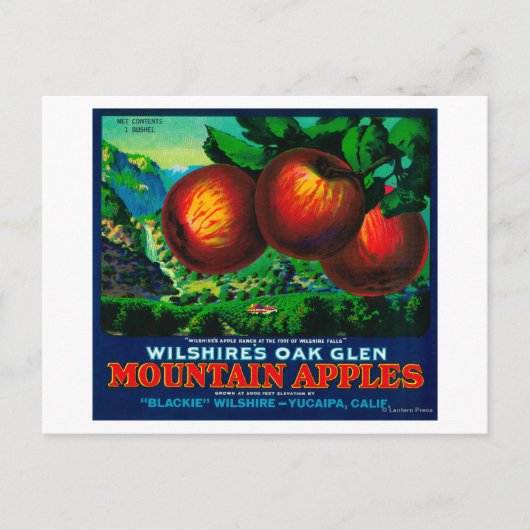 Carte Postale Wilshire's Oak Glen Apple Crate Étiquette (Devant)