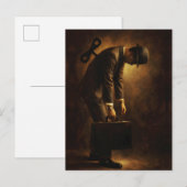 Carte Postale Wind-Up Office Man Surreal Routine Grind Oil Paint (Devant / Derrière)