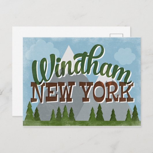 Carte Postale Windham New York Fun Retro Snowy Mounts (Devant / Derrière)