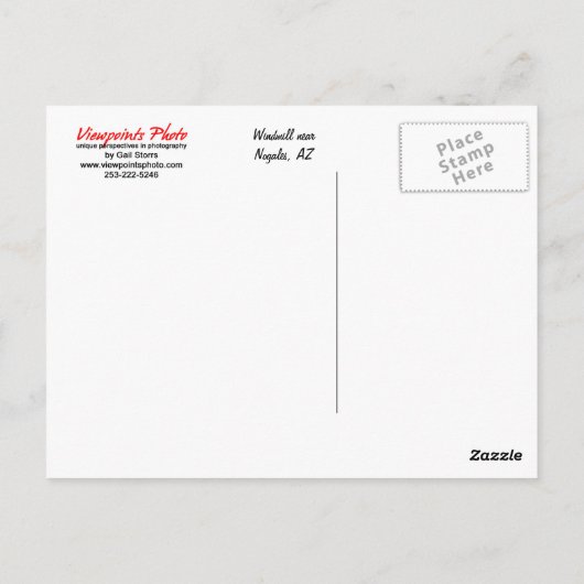 Carte postale Windmill (Dos)