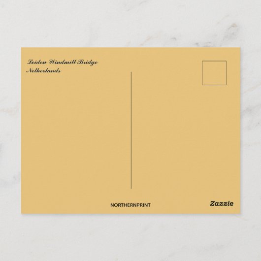 Carte Postale Windmill and Leiden Windmill Bridge Netherlands (Dos)