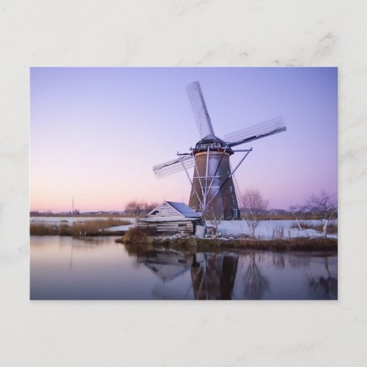 Carte Postale Windmill during sunrise, Holland postwinter card (Devant)