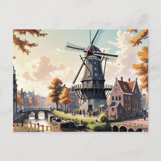 Carte Postale Windmill Hollande vintage (Devant)