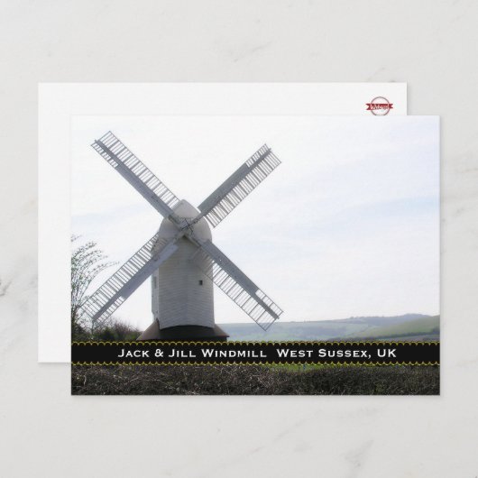 Carte Postale Windmill : Jack & Jill Sussex UK Postcard (Devant / Derrière)