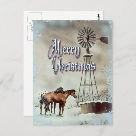 Carte Postale WINDMILL & SNOWFLAKES par SHARON SHARPE (Devant / Derrière)