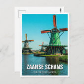 Carte Postale Windmills in Zaanse Schans Pays-Bas (Devant / Derrière)