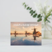 Carte Postale Windmills Kinderdijk Pays-Bas stylisé (Debout devant)