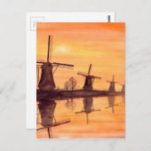 Carte Postale Windmills Sunset (Devant / Derrière)