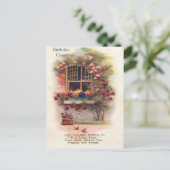 Carte Postale Window Roses Vintage 1920 Birthday Greetings (Debout devant)