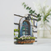 CARTE POSTALE WINDOWS DOORS FLOWERS BUILDING POSTCROSSING (Debout devant)