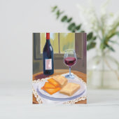 Carte Postale Wine and Cheese | Watercolor Painting (Debout devant)