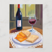 Carte Postale Wine and Cheese | Watercolor Painting (Devant)