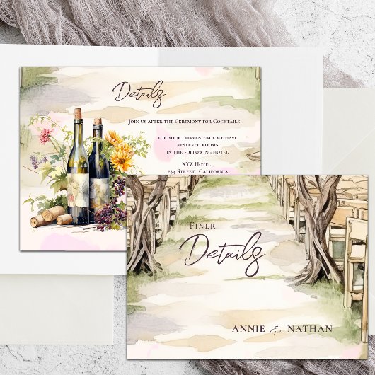 Carte Postale Winery Rustic Chic Grapevine Détails du Mariage