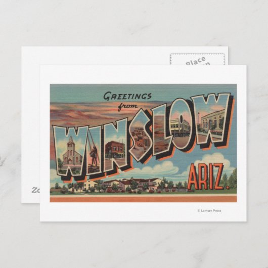 Carte Postale Winslow, Arizona - Scènes de grandes lettres (Devant / Derrière)