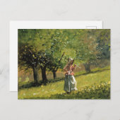 Carte Postale Winslow Homer peinture, Fille avec Hay Rake (Devant / Derrière)