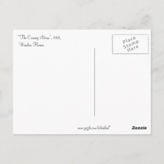 Carte Postale Winslow Homer's "The Coming Storm" (Dos)