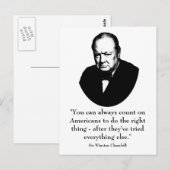 Carte Postale Winston Churchill et la citation drôle (Devant / Derrière)