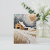 Carte Postale winter barn with golden details (Debout devant)