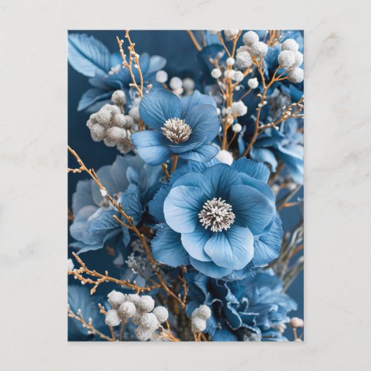 Carte Postale Winter Bouquet in Blue and White (Devant)