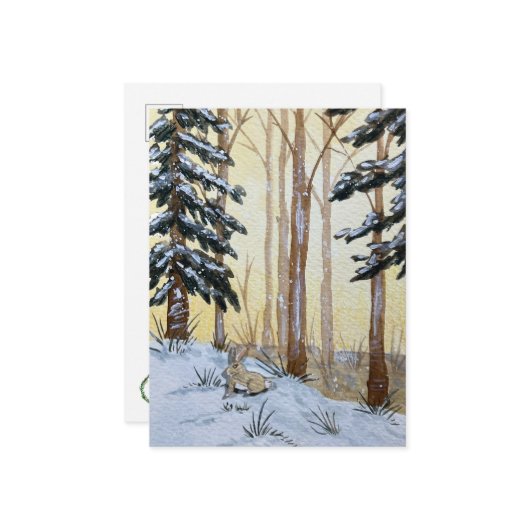 Carte Postale Winter Bunny Postcard (Devant/Arrière en situation)