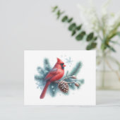 Carte Postale Winter Cardinal Pine and Snowflakes (Debout devant)