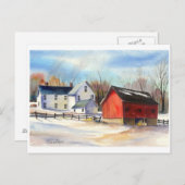 Carte Postale Winter Farmhouse & Red Grange (Devant / Derrière)